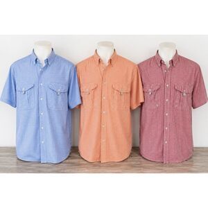 Columbia PFG Super Bahama Vented Fishing Shirt Lot 3 Men’s Large Blue Orange Red